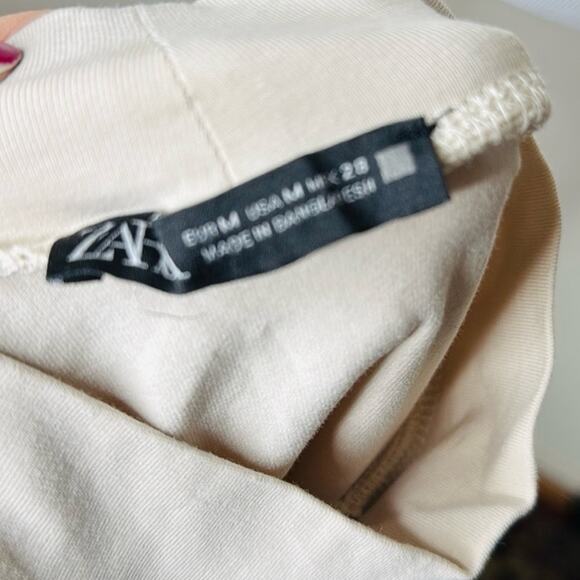 Zara Ecru Mock Neck Long Sleeve Top - Picture 4 of 6